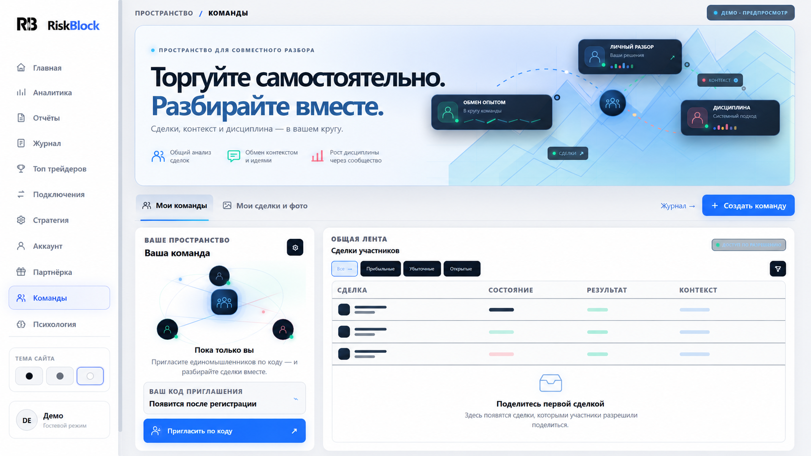 Команды в RiskBlock